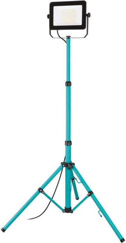 Baustrahler led mit Stativ, Arbeitsleuchte höhenverstellbar aus Aluminium und Kunststoff, Arbeitsscheinwerfer in türkis ...