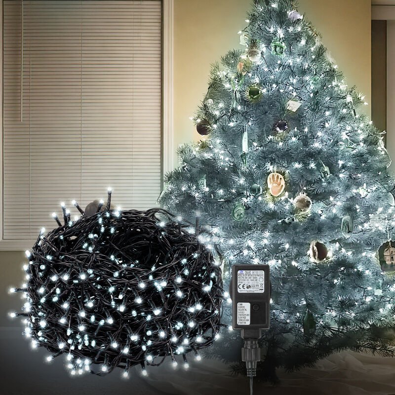 Thumbnail - TolleTour 20M 200 LED Lichterkette für Weihnachtsbaum. Kaltweiße dunkelgrün Kupferdraht mit 8 Programmen LEDs für innen ...