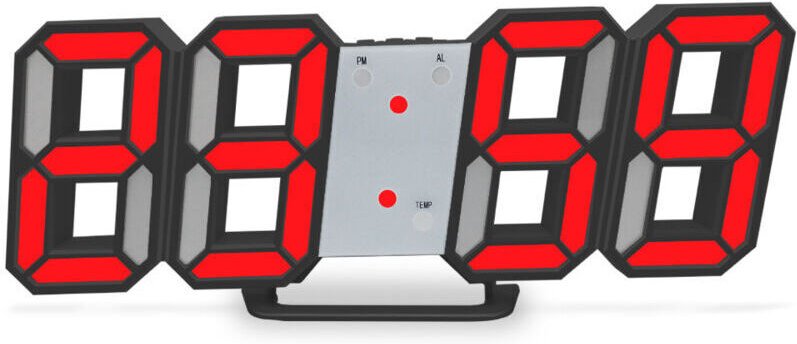 Digitale Wanduhr mit LED-Beleuchtung, 12-/24-Stunden-Anzeige, Schlafmodus und Fernbedienung, für Büro, Gaming oder als N...