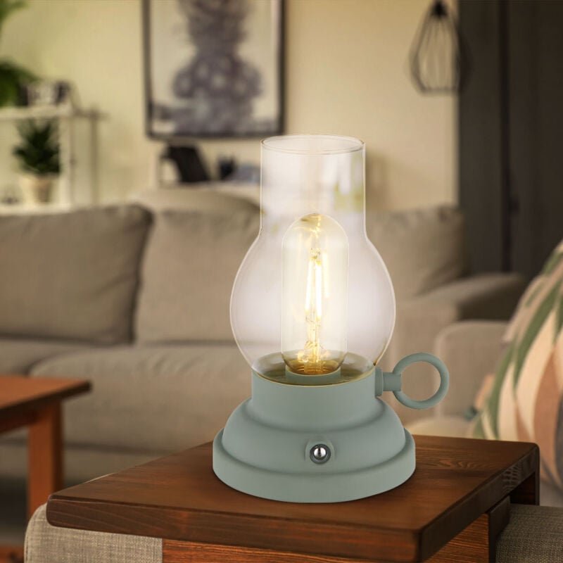 Globo Lighting - Tischleuchte Tischlampe Akku usb dimmbar Nachttischleuchte Sturmlampe Touchdimmer, opal, led 1W 65Lm wa...