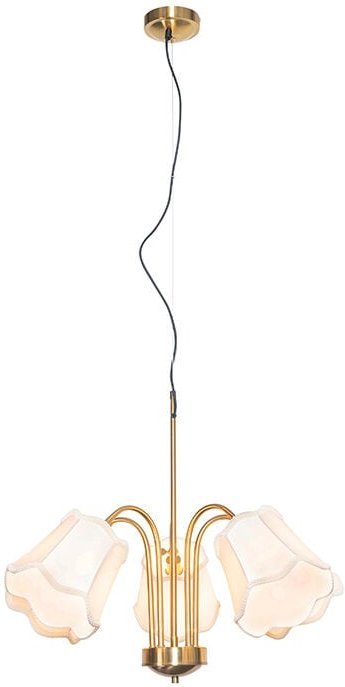 Klassische Hängelampe aus Messing mit weißem Lampenschirm 5-flammig - Nona