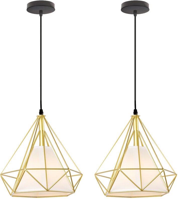 Pendelleuchte, 1 Flammig Hängelampe in Diamant Form, Vintage Kronleuchter mit Käfig für Wohnzimmer Schlafzimmer Esszimme...