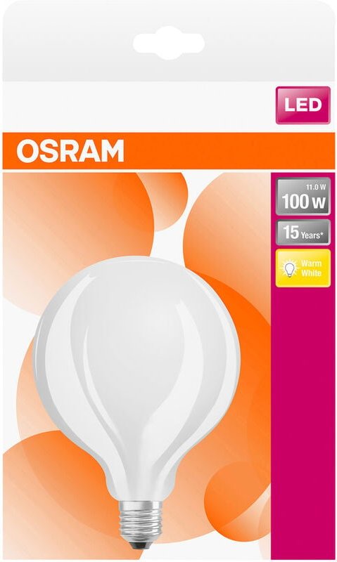 Osram - led Star Classic Globe, Sockel: E27, Nicht Dimmbar, Warmweiß, Ersetzt eine herkömmliche 100 Watt Lampe, Matt