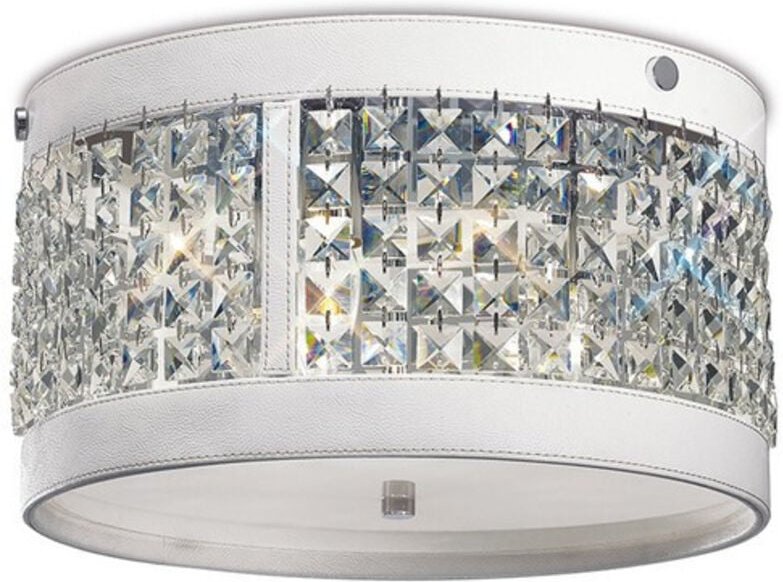 Inspired Celsa Deckenbündig, 3-flammig, E14, poliertes Chrom/weißes Kunstleder/Kristall