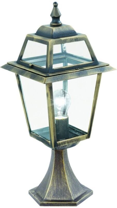 New Orleans - 1 leichte Außenpodestlaterne schwarz, Gold IP44, E27 - Searchlight