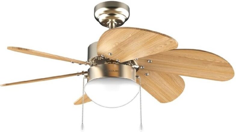 Cecotec Deckenventilator mit Licht EnergySilence Aero 360 Gold & Holz