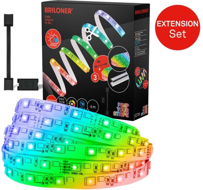 Briloner - Pimp Your Stripe Erweiterungsset led Strip 4m, IP44 Aussen, WiFi, rgb+w