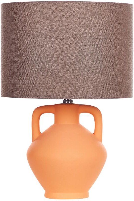Thumbnail - Tischlampe Orange und Braun Keramik Vasenform 46 cm Stoffschirm Trommelform Kabel mit Schalter Modern Skandi Schlaf- u. ...