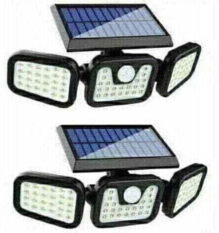 2er-Set Solarleuchten für den Außenbereich mit Bewegungsmelder, 650 lm, 74 LED-Solarleuchten, 3 verstellbare Köpfe, 270°...