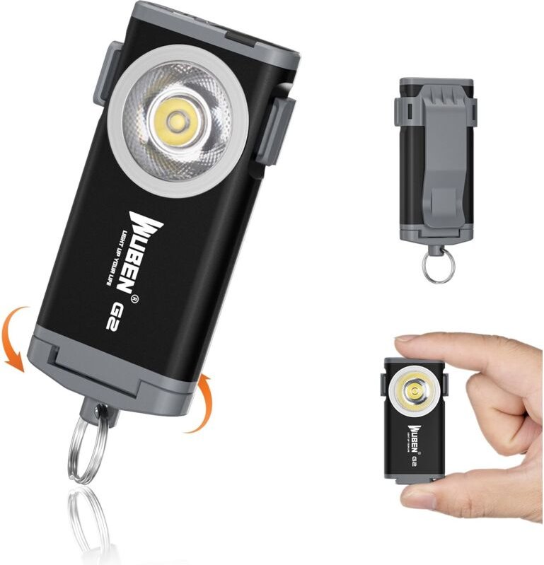 G2 Mini-Taschenlampen, 500 Lumen, wiederaufladbare Schlüsselanhänger-Taschenlampe, 5 Modi – EDC-LED-Taschenlampen mit Cl...