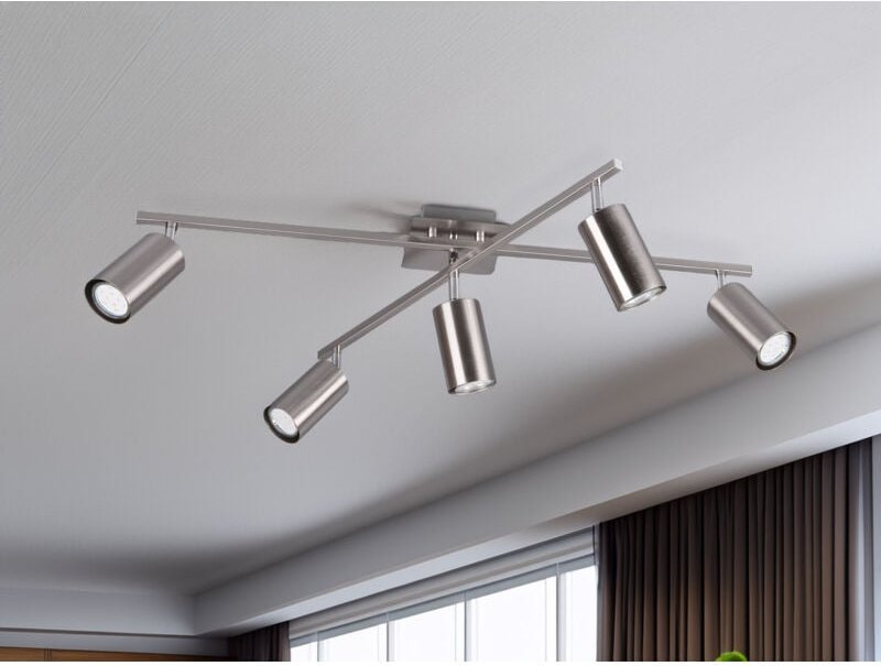 Deckenstrahler marley Silber 5-flammig, verstellbare Spots, Breite 77,5cm