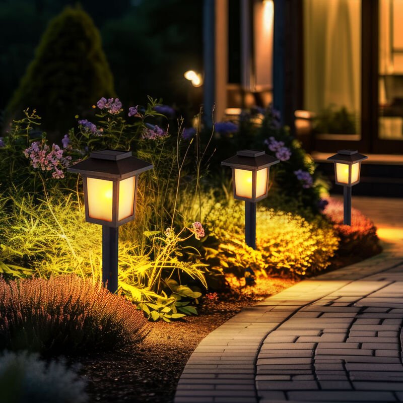 Gartendeko Lampen Solarlampen für Außen Garten led Terrassen Dekoration Solar, Erdspitz schwarz, 10x led, LxBxH 8x8x37, ...