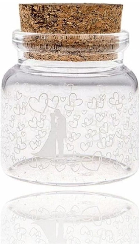 Trade Shop Traesio - Trade Shop - 24 stück party-geschenk-ampulle 4,7 x 5 cm glas herzen konfetti-halter reis -