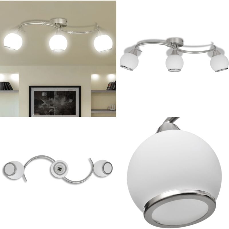 Thumbnail - Vidaxl - Deckenleuchte mit Glasschirme auf geschwungener Schiene 3 × E14 Lampen - Deckenleuchte - Deckenleuchten - Home ...
