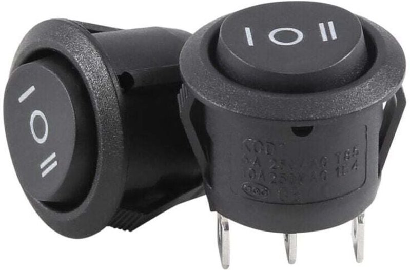 2 x 6A/250V 10A 125V 3-poliger SPDT EIN/AUS-Positionen Runder Boots-Wippschalter