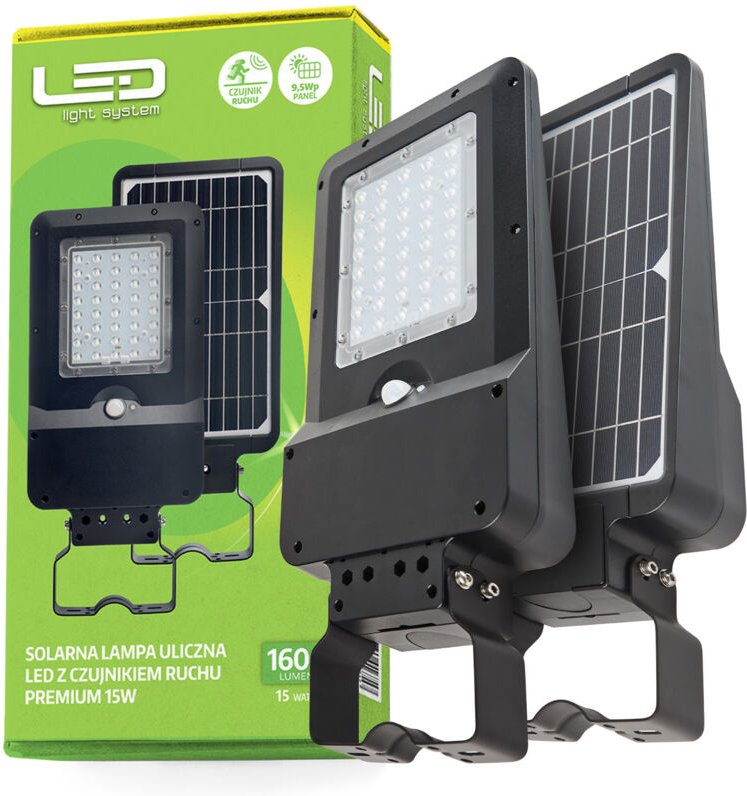 Solar-LED-Straßenlaterne mit Bewegungsmelder 15W IP65