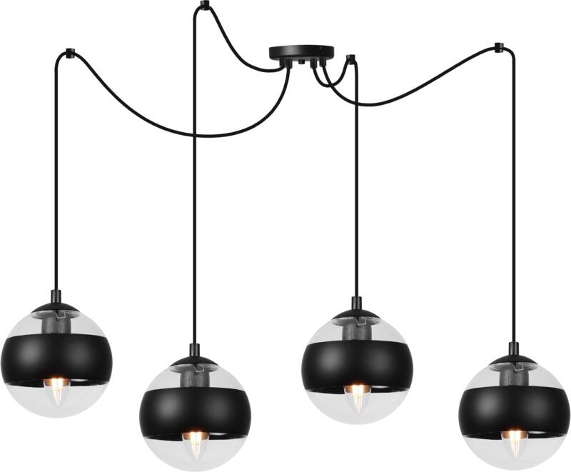 Thumbnail - Toledo Spider Hängelampe Schwarz 4 Flache Schwarze Lampenschirme E14