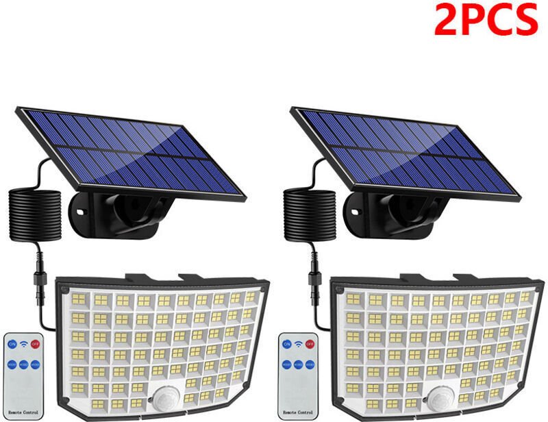 2er-Pack Solar-Außenleuchten, 256 LEDs, 3 Modi, IP65 wasserdicht, Bewegungsmelder, 180° Abstrahlwinkel, Solarbeleuchtung...