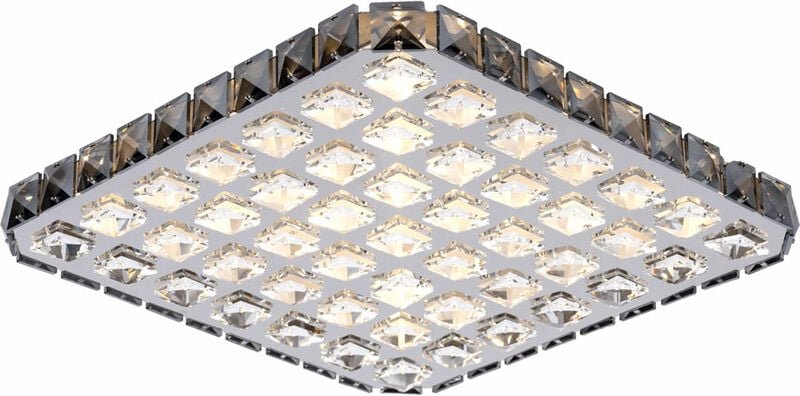 Globo - led Deckenlampe Wohnzimmerleuchte Deckenleuchte mit Kristallen, Metall, 30W 1960lm warmweiß, LxBxH 39x39x8 cm 67...