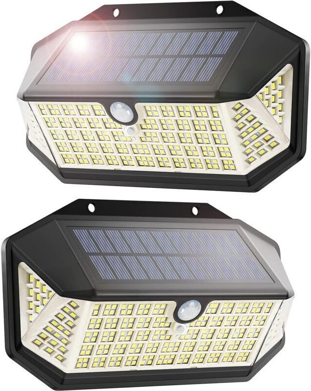 266 LEDs Solar-Außenleuchte, 3 Modi, Solar-Außenbeleuchtung, 220° & IP65 Solar-Außenleuchte mit Bewegungsmelder [2 Stück...