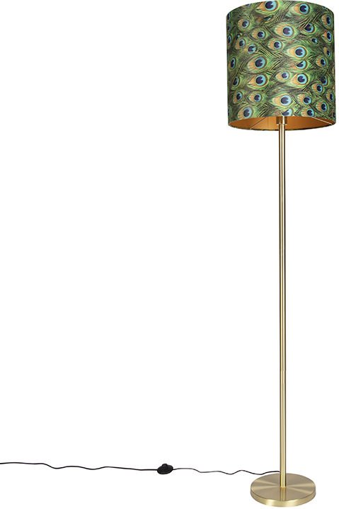 Messing Stehlampe mit Pfauenschirm 40 cm - Simplo
