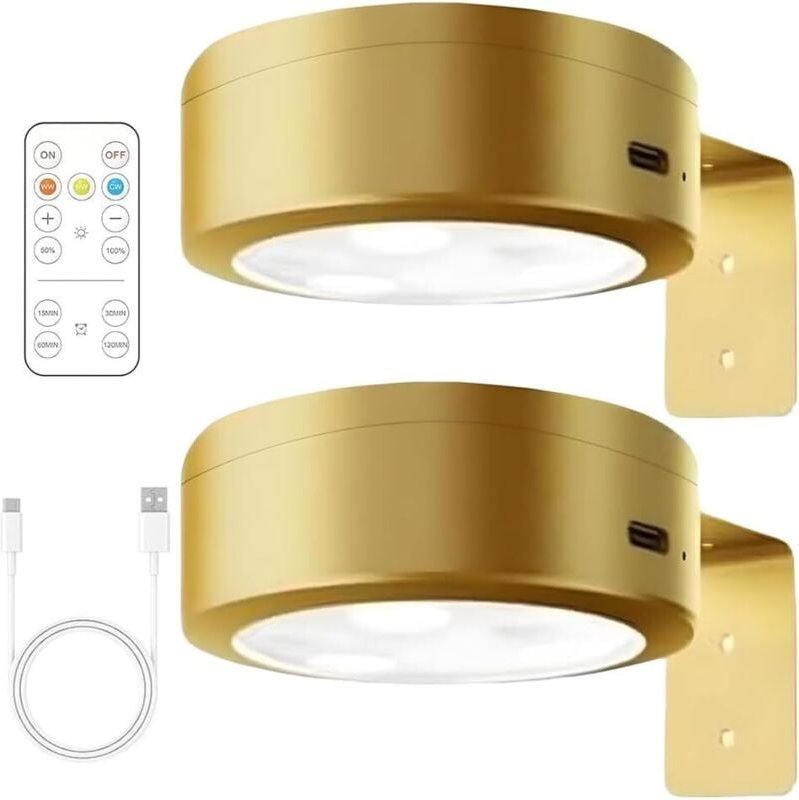 Set mit 2 magnetischen Wandleuchten für Bilder - Kabellose, wiederaufladbare, batteriebetriebene Wandleuchte mit Fernbed...