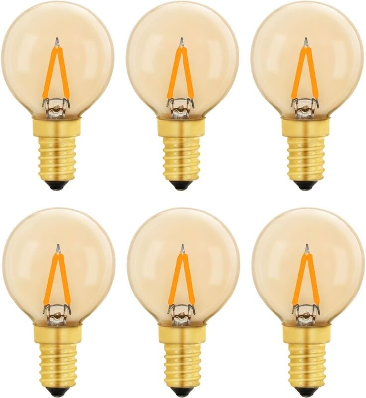 Aougo - G40 Vintage Mini E14 LED-Glühbirne 1 w, bernsteinfarbene Edison-Ersatz-E14-Glühbirne 10 w für dekorative Lichter...