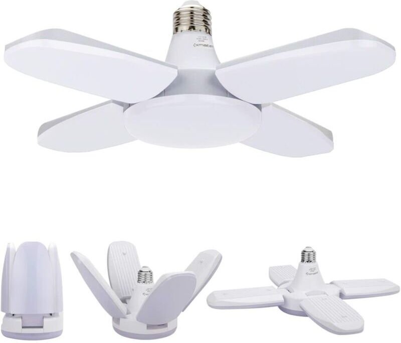 LED-Garagenleuchte, 60 W, E27, 6500 K, 4800 lm, flexible Garagenleuchte mit 4 verstellbaren Paneelen, LED-Deckenleuchte ...