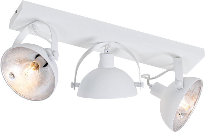 Qazqa - Industrielle Deckenleuchte weiß mit silbernem 3-Licht verstellbar – Magnax