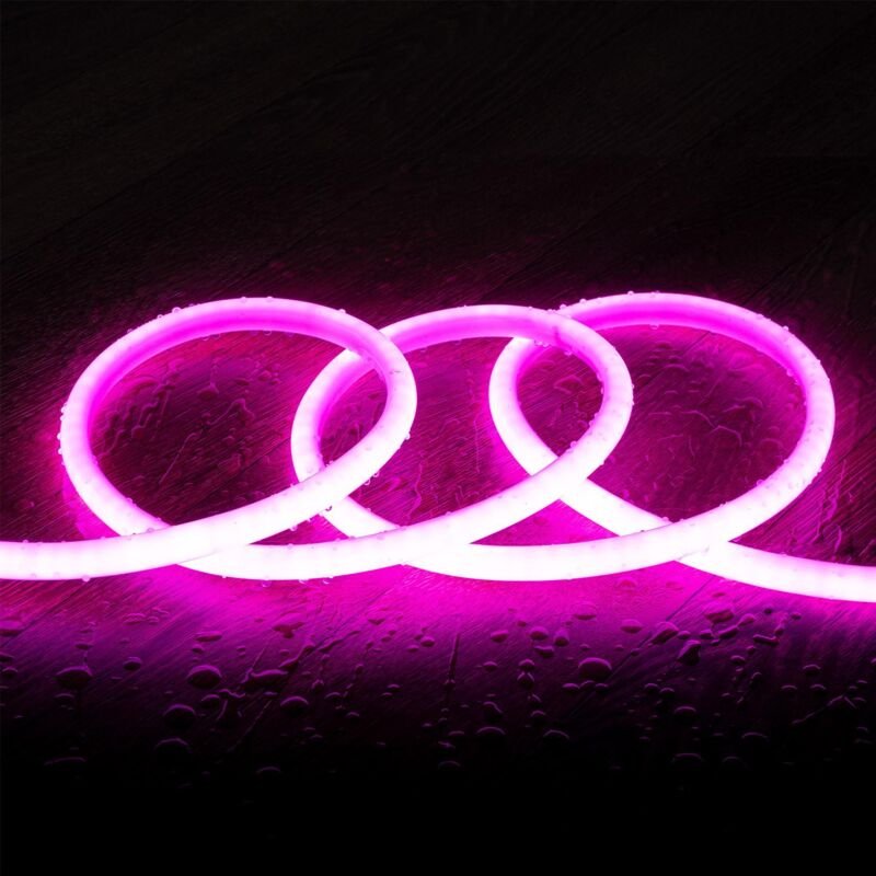 LED Streifen Neon Dimmbar 220V Rund SFLEX14 IP65 nach Maß Schnitt alle 100 cm 25 m Rosa