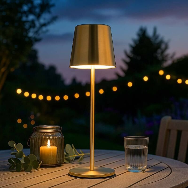 Globo - Tischlampe Tischleuchte Wohnzimmerlampe messing Touchdimmer Akku led h 28 cm