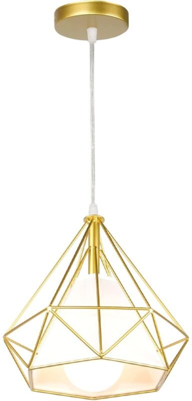 Industrielle Pendelleuchte Metall Käfig Hängende Deckenleuchte e27 Geometrisches für Wohnzimmer Schlafzimmer,Golden