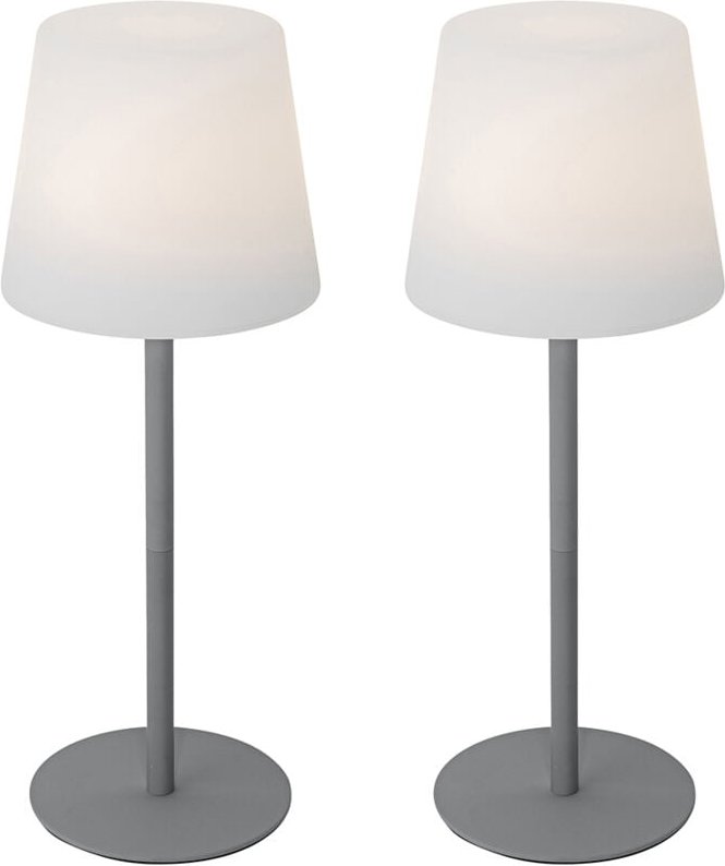 Set mit 2 grauen wiederaufladbaren Tischleuchten 40 cm IP54 - Jude
