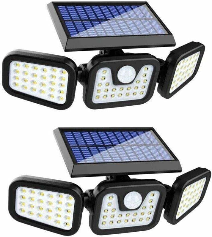 Außen-Solarlampe, (2er-Pack) 74 led, wasserdicht IP65, 360° Weitwinkelbeleuchtung, Solarleuchte mit Bewegungssensor, für...