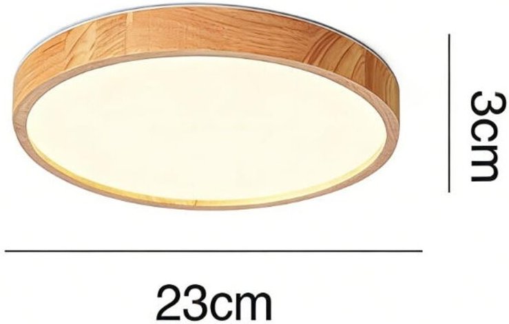12W dimmbare LED-Deckenleuchte mit Fernbedienung, 220V, Holzoptik, 230x28mm ultradünne runde Deckenleuchte für Schlafzim...