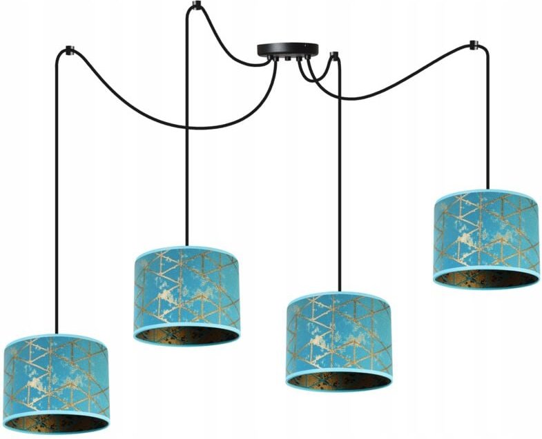 Decken-Hängelampe, Lampenschirm mit Spinnenmuster, Gold