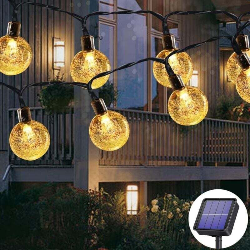 Ulisem Solar-Lichterkette für den Außenbereich, 50 LEDs, 7 m, 8 Solarmodi, wasserdichte Außen-/Innenbeleuchtung für Gart...