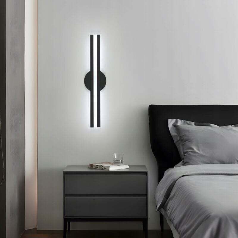 Thumbnail - Comely - LED-Wandleuchte für den Innenbereich, 18 w, schwarze Wandlampe, 6500 k, kaltweißes Licht, lange parallele Wandl...