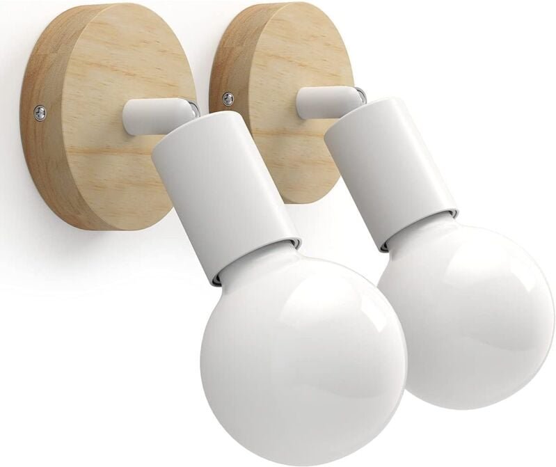Vintage Wandleuchte aus Holz, Innenwandlampe, 180° drehbar, Retro-Industrie-E27-Wandleuchter für Schlafzimmer, Wohnzimme...