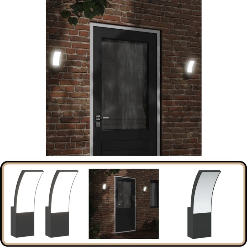 LED-Außenwandleuchten 2 Stk. Schwarz Aluminiumdruckguss - LED-Lampe - Außenleuchte - Wandleuchte - Gartenbeleuchtung - T...