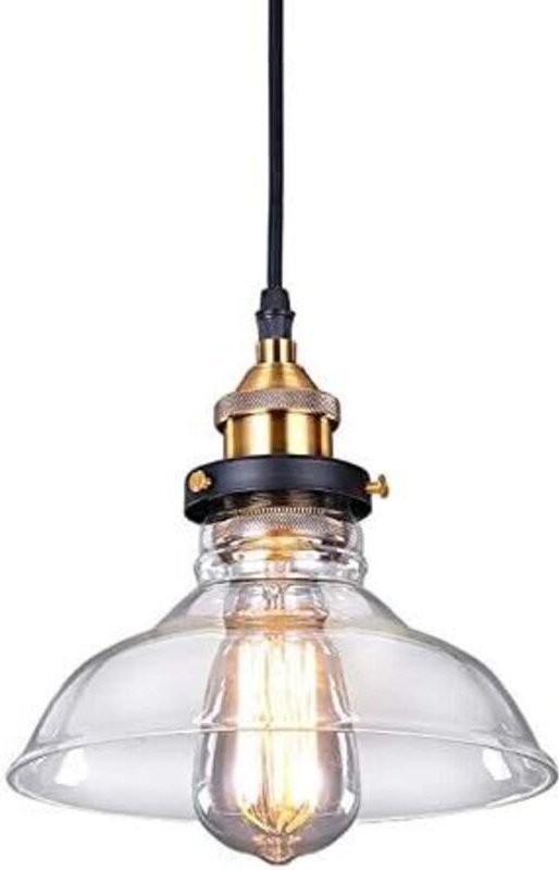 Pendelleuchte Industrielle Hängelampe Vintage aus Glas E27 Ø20cm Glasschirm Hängeleuchte für Schlafzimmer Wohnzimmer Ess...