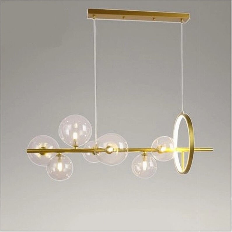 Trade Shop - moderner gold-pendelleuchter 7 kugeln G9 glasblasen mit kreis 71683 -