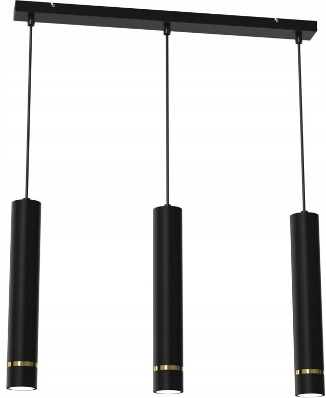 Hängelampen-Röhrenstreifen 3x Gu10 über der Tischinsel Schwarzgold