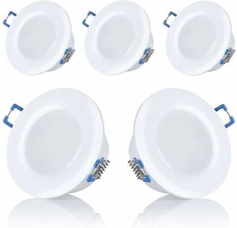 5er Set led Bad Einbaustrahler, IP44, 230V, ultraflach, 5W, in Warmweiß und Kaltweiß erhältlich, rund, weiß, für Badezim...