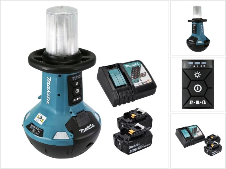 Makita - dml 810 rt Akku led Flächenlicht 18 / 36 v ( 2 x 18 v ) 5500 lm IP54 + 2x Akku 5,0 Ah + Ladegerät