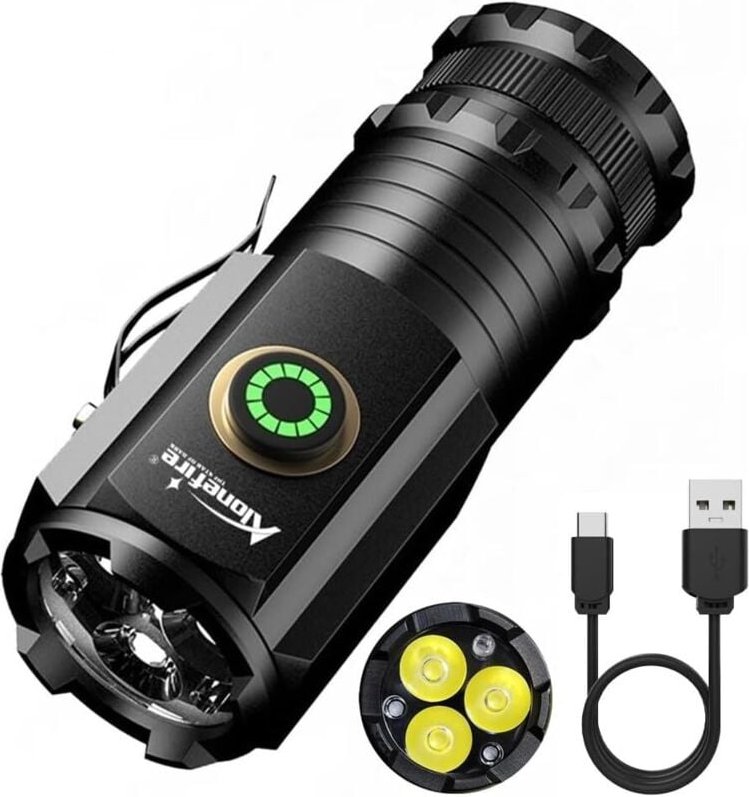 X23 Mini-LED-Taschenlampe mit USB-C-Anschluss, wiederaufladbar, geringe Helligkeit, 5 Modi, tragbare Stiftlampe, wasserd...