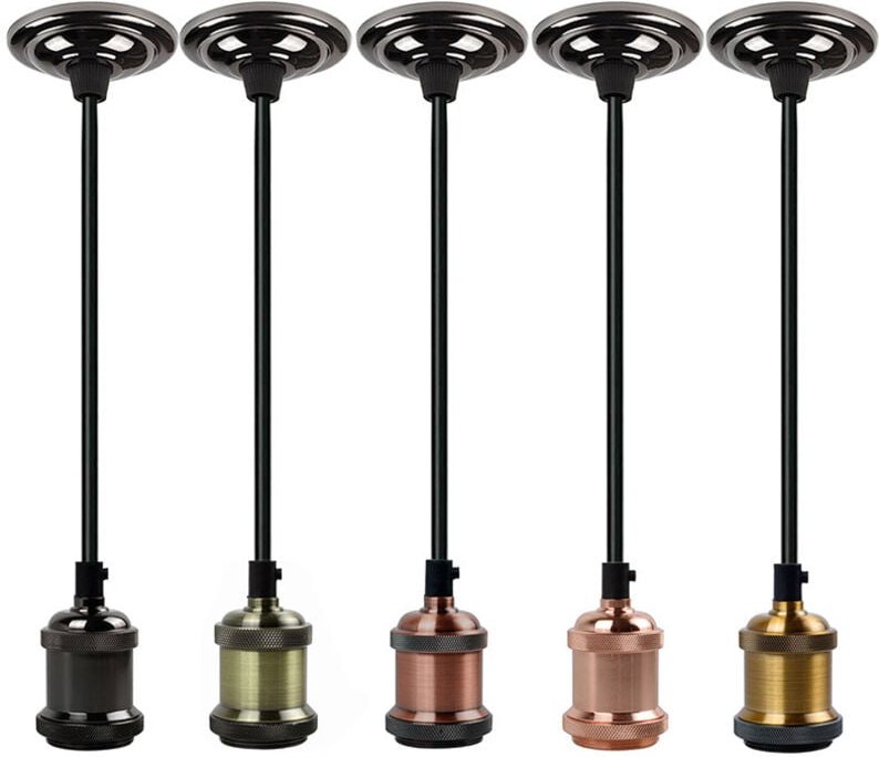 Ineasicer E27-Fassung, E27-Kronleuchter-Pendellampensockel, mit 1,5 m geflochtenem Kabel, für E27-Glühbirne, Edison-Retr...