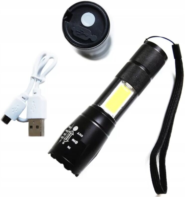 taktische LED-Taschenlampe ZOOM USB XPE COB XA047