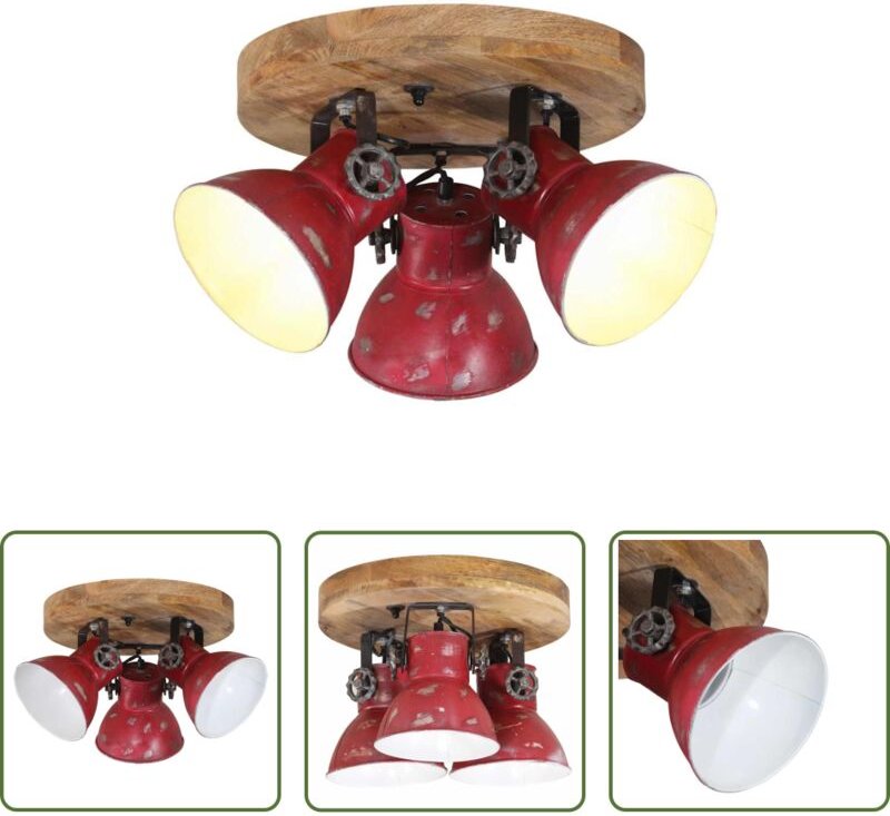 vidaXL Holzleuchte - Deckenleuchte 25 W Rot 35x35x25 cm E27