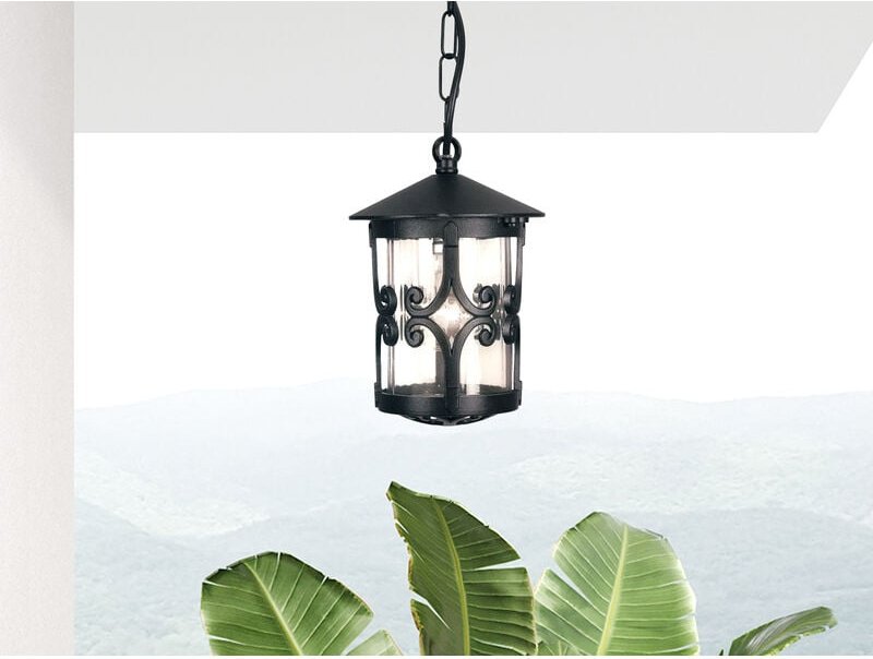 Meinewunschleuchte - led Outdoor Pendelleuchte aus Alu im Landhausstil, Schwarz Ø15cm